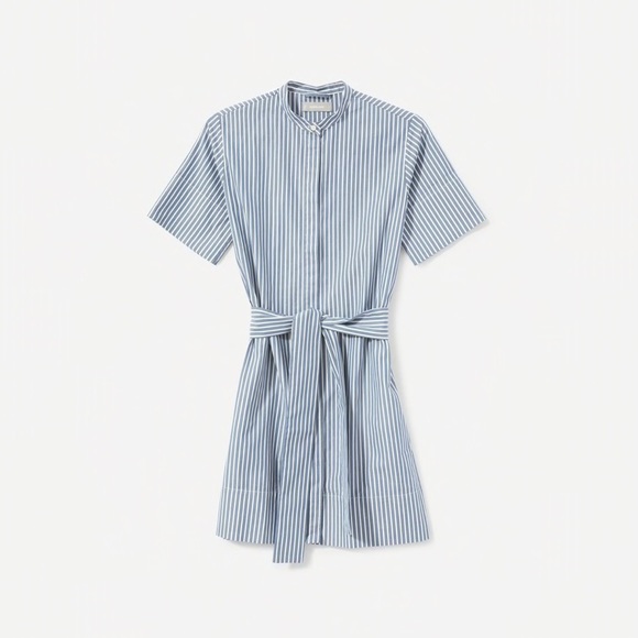 Everlane | Dresses | Everlane The Cotton Collarless Belted Shirtdress |  Poshmark